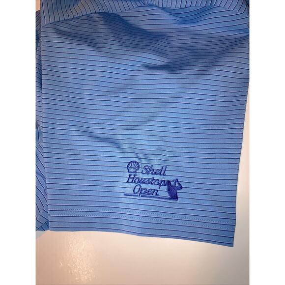 F&G Tech Men Golf Shirt XL Blue Stripe 94% Polyester with Shell Houston Open - Picture 5 of 9